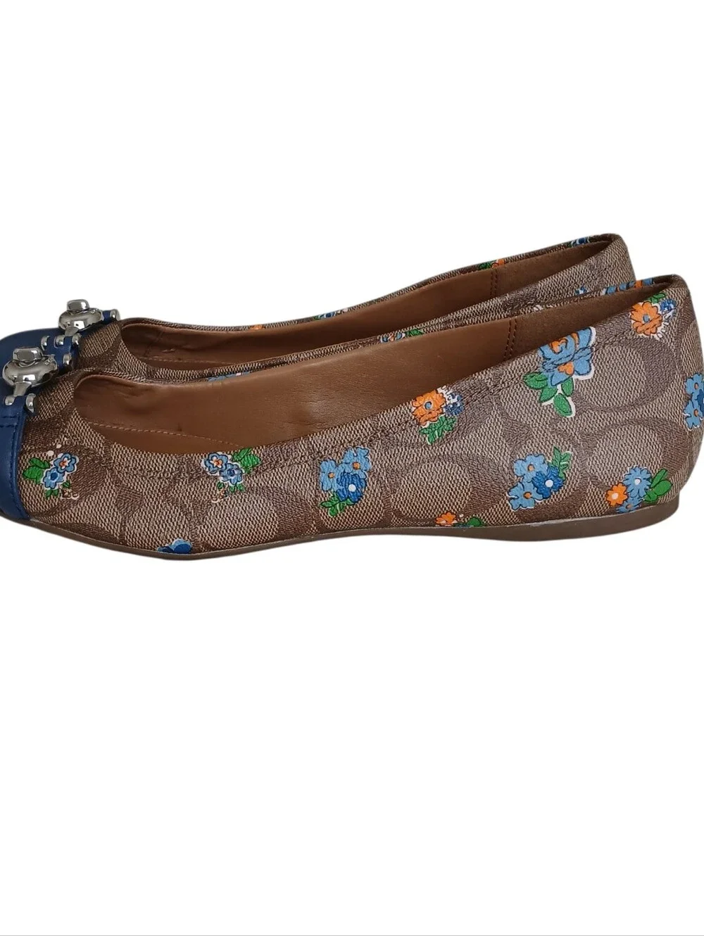 NWOT COACH Leila Signature Monogram Ballet Flats Women's 9.5 Leather Floral